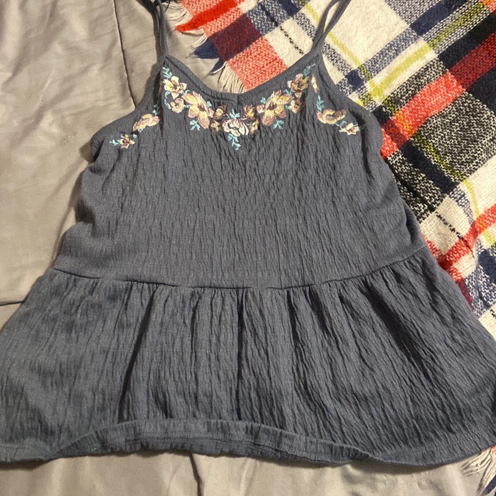 floral blue tank top